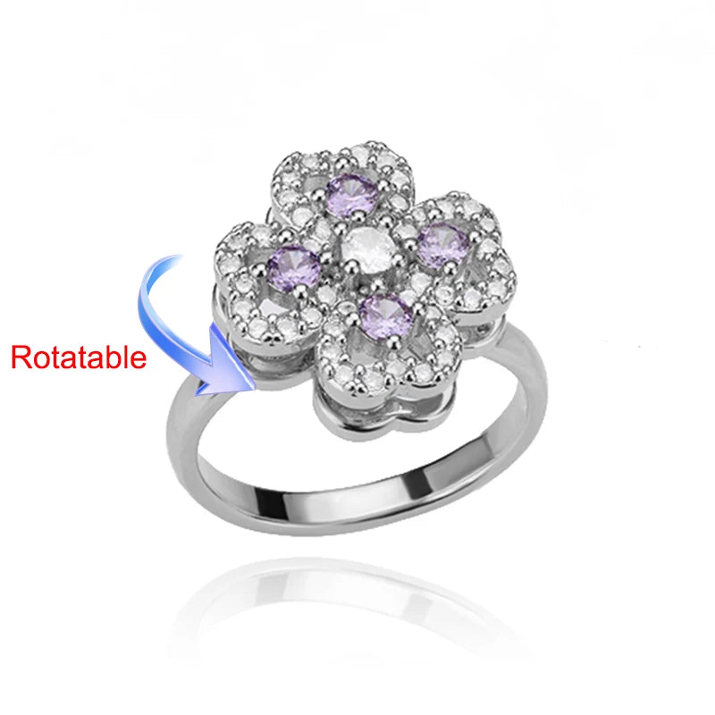 Four Clover Rotating Anxiety Ring – Elegant Gold Adjustable Ring for Women ✨