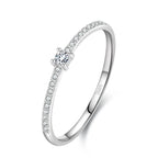 Modian 925 Sterling Silver Simple Square Clear CZ Ring – Elegant Wedding &amp; Engagement Jewelry