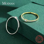 Modian 925 Sterling Silver Simple Square Clear CZ Ring – Elegant Wedding &amp; Engagement Jewelry