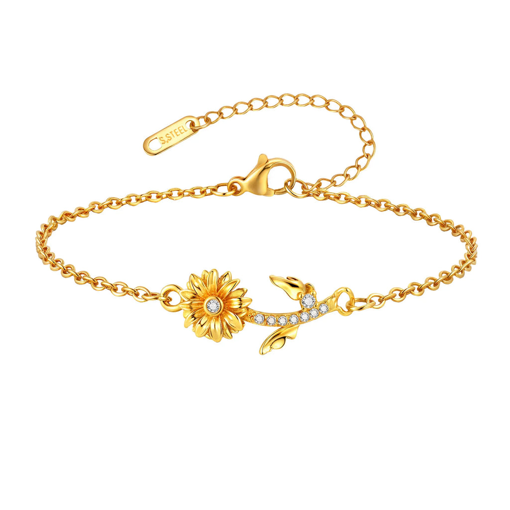 Cubic Zirconia Daisy Flower Bracelet – 3D Delicate Friendship Jewelry 🌼