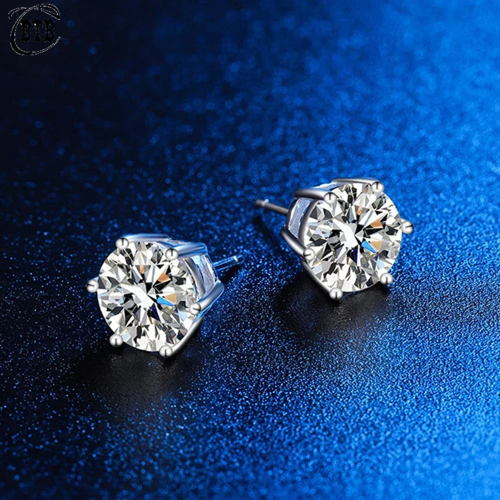 Silver GRA Certified 0.5-3CT Real Moissanite Earrings