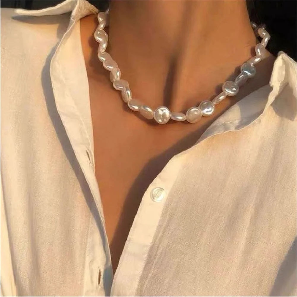 Elegant Multi-Layer Pearl Necklace with Heart Pendant – Trendy Choker for Women