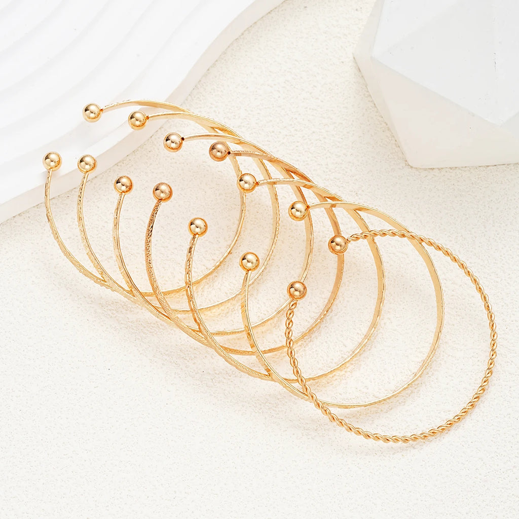 7 Pcs/Set Punk Gold Color Bracelets for Women