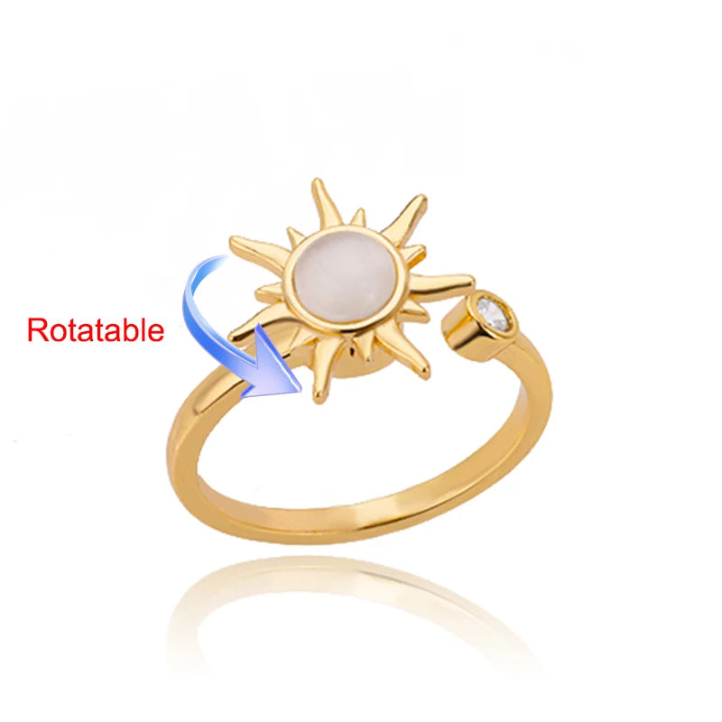 Four Clover Rotating Anxiety Ring – Elegant Gold Adjustable Ring for Women ✨