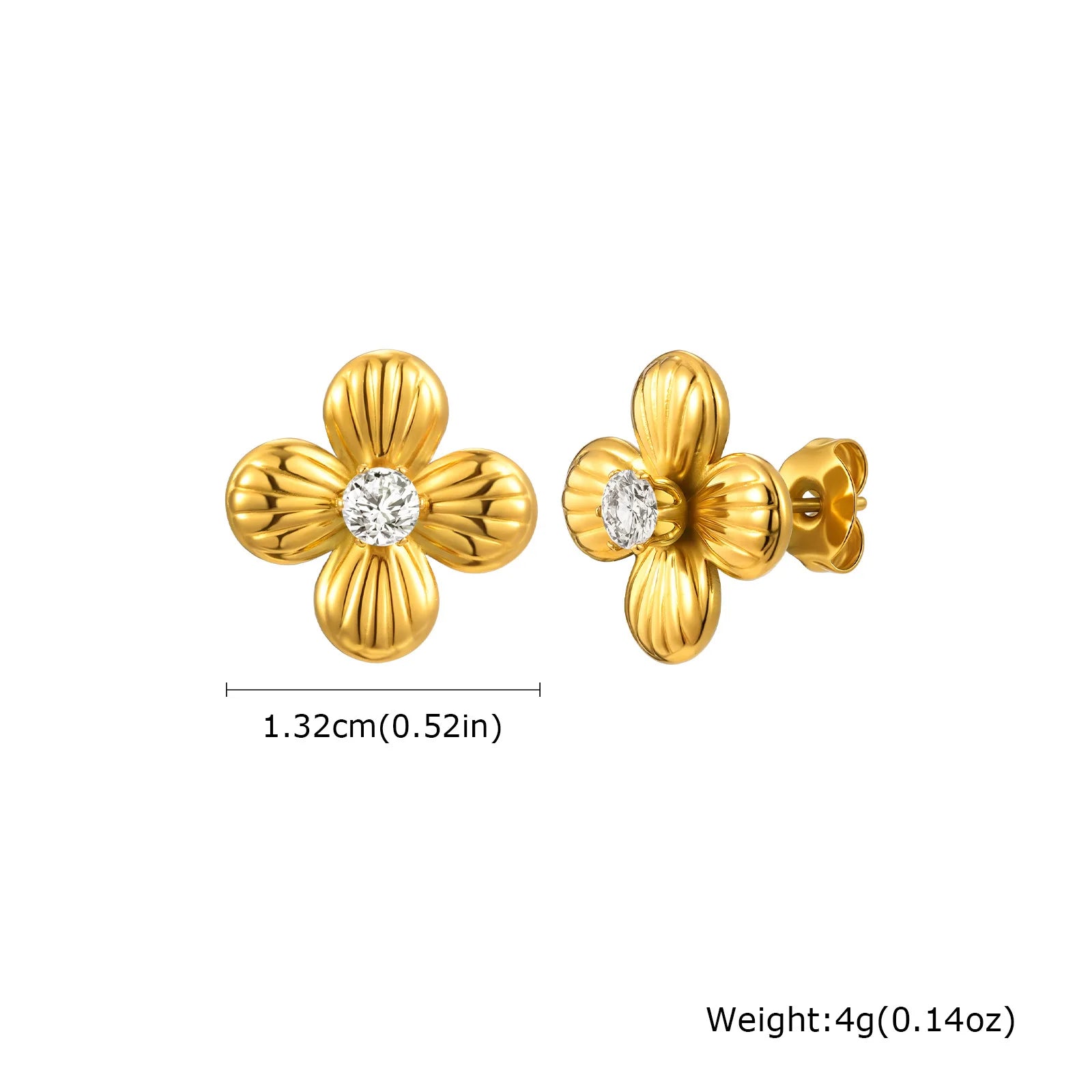 Zirconia Butterfly Bow Stud Earrings – Delicate Gold-Plated Fashion Jewelry
