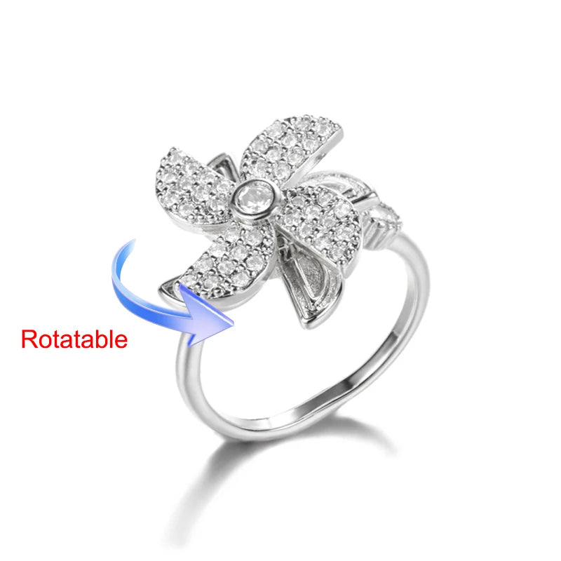 Four Clover Rotating Anxiety Ring – Elegant Gold Adjustable Ring for Women ✨