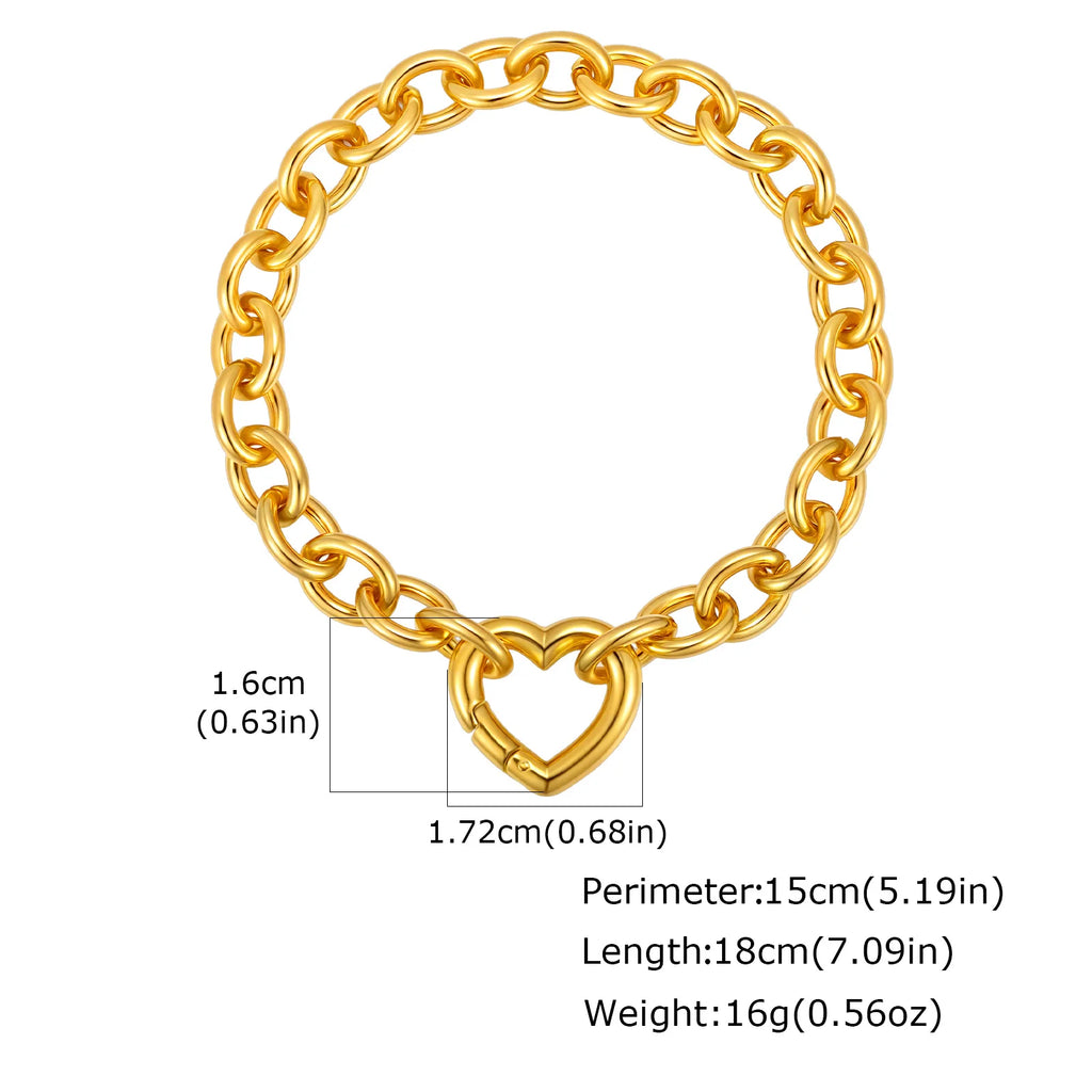 Thick Chain Hollow Heart Bracelets for Women