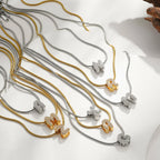 Zircon Initial Alphabet Pendant Necklace