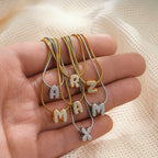 Zircon Initial Alphabet Pendant Necklace