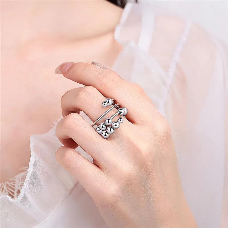 Fashion Beads Anxiety Ring – Crystal Butterfly, Star & Moon Spinner Ring 🌸✨