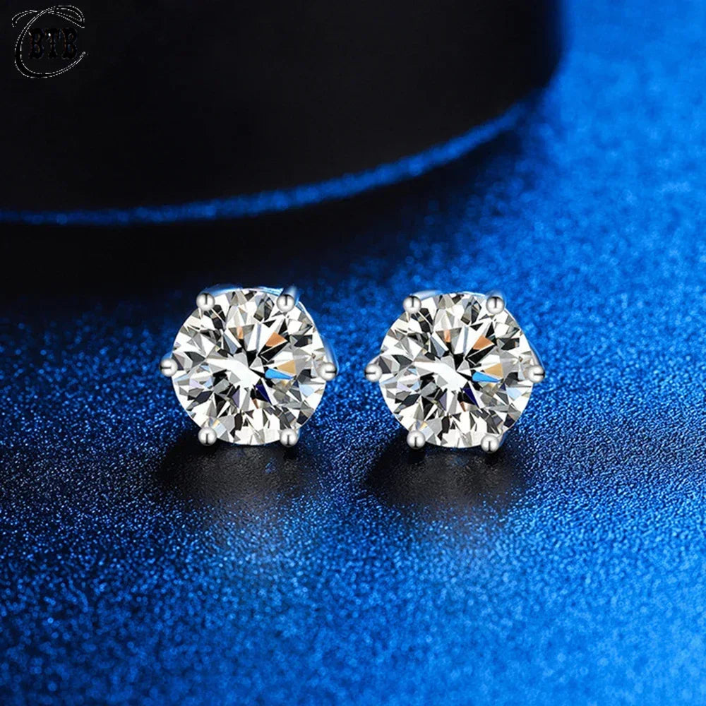 Silver GRA Certified 0.5-3CT Real Moissanite Earrings