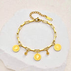 Stainless Steel Round Queen Elizabeth Charms Bracelet – Vintage Portrait Jewelry for women