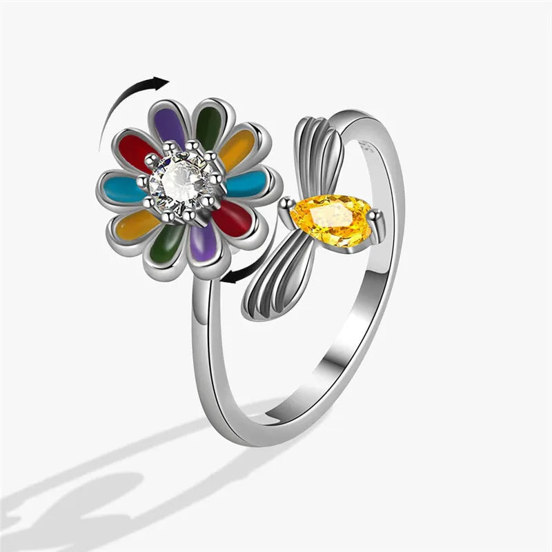 Fashion Beads Anxiety Ring – Crystal Butterfly, Star & Moon Spinner Ring 🌸✨