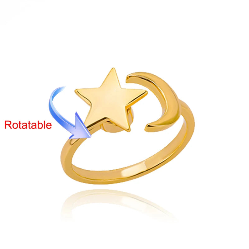 Four Clover Rotating Anxiety Ring – Elegant Gold Adjustable Ring for Women ✨