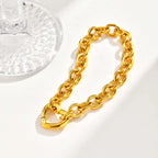 Thick Chain Hollow Heart Bracelets for Women