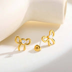 Zirconia Butterfly Bow Stud Earrings – Delicate Gold-Plated Fashion Jewelry