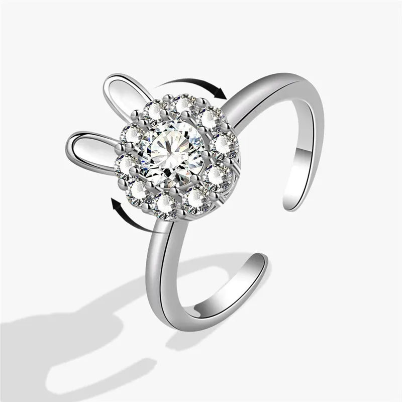 Fashion Beads Anxiety Ring – Crystal Butterfly, Star & Moon Spinner Ring 🌸✨