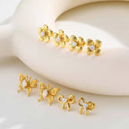 Zirconia Butterfly Bow Stud Earrings – Delicate Gold-Plated Fashion Jewelry
