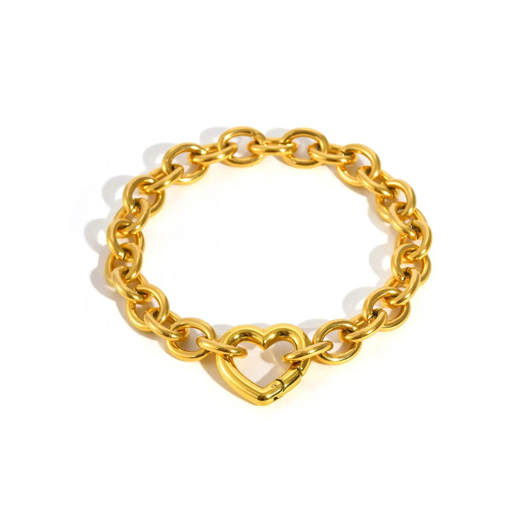 Thick Chain Hollow Heart Bracelets for Women