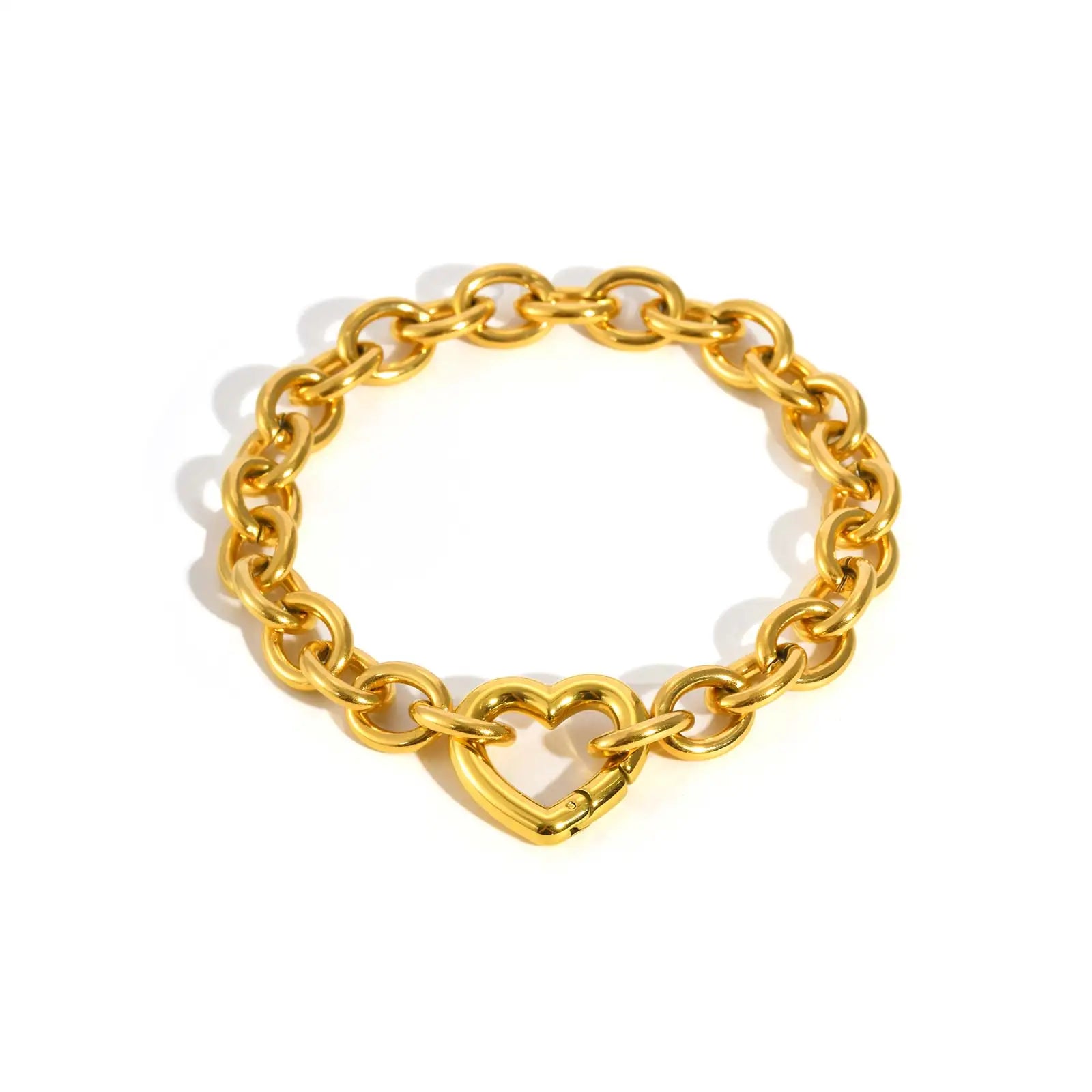 Thick Chain Hollow Heart Bracelets for Women