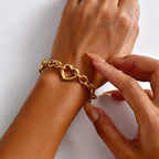 Thick Chain Hollow Heart Bracelets for Women