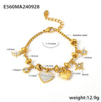 Ailodo Zircon Moon Star Heart Pendant Bracelet – 18K Gold Plated