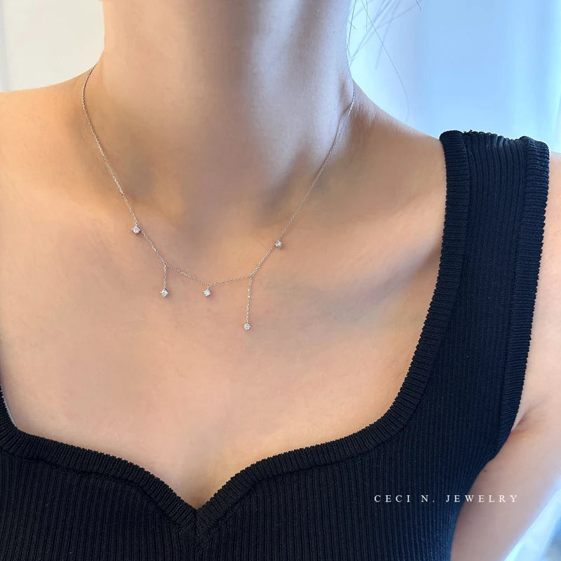Silver Zircon Star Necklace