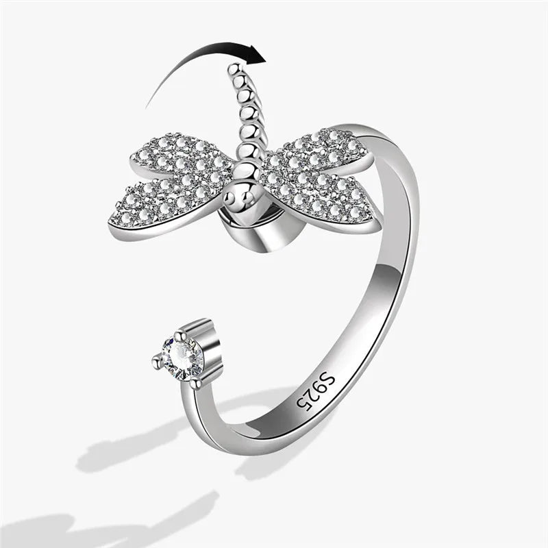 Fashion Beads Anxiety Ring – Crystal Butterfly, Star & Moon Spinner Ring 🌸✨