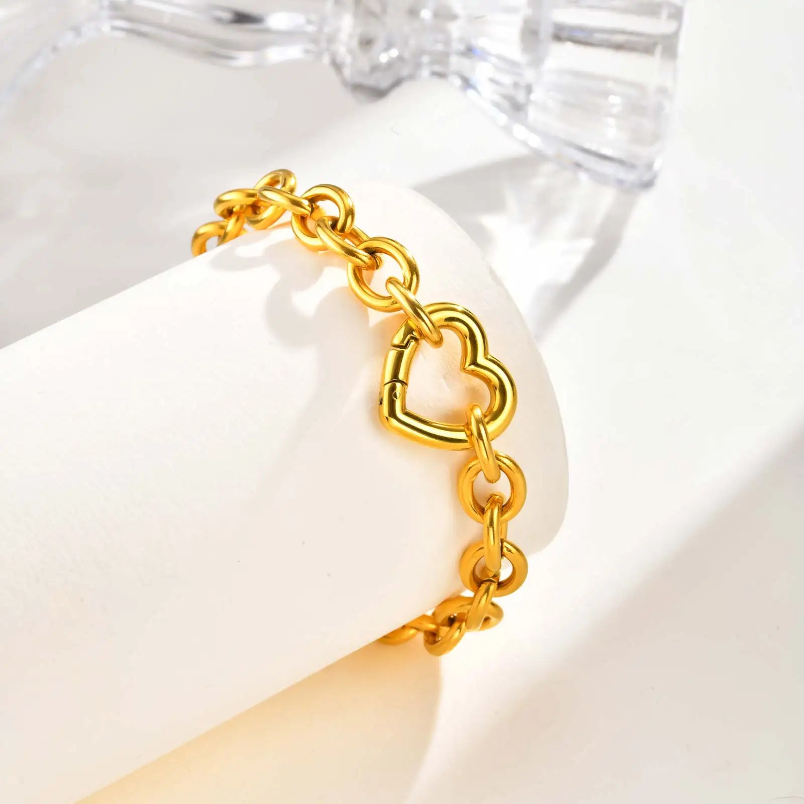 Thick Chain Hollow Heart Bracelets for Women