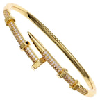 Classic Stainless Steel Nail Bracelet – Elegant Bangle with Sparkling Zircon