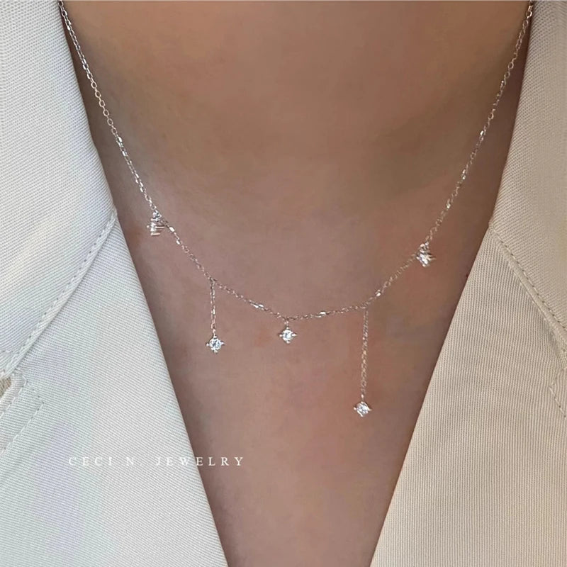 Silver Zircon Star Necklace