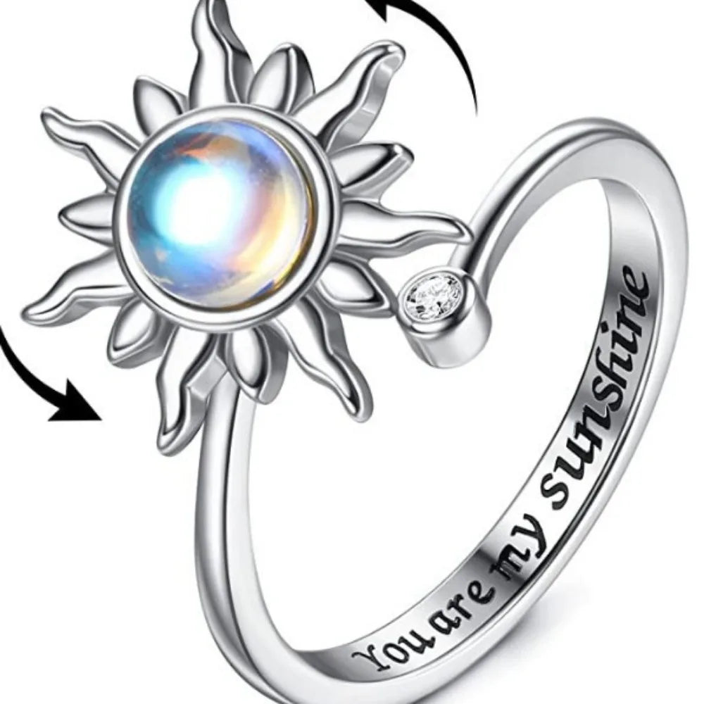 Rotating Adjustable Zircon Ring – Decompression Jewelry for Women 💍✨