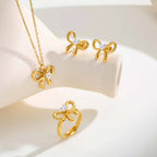 Zirconia Butterfly Bow Stud Earrings – Delicate Gold-Plated Fashion Jewelry