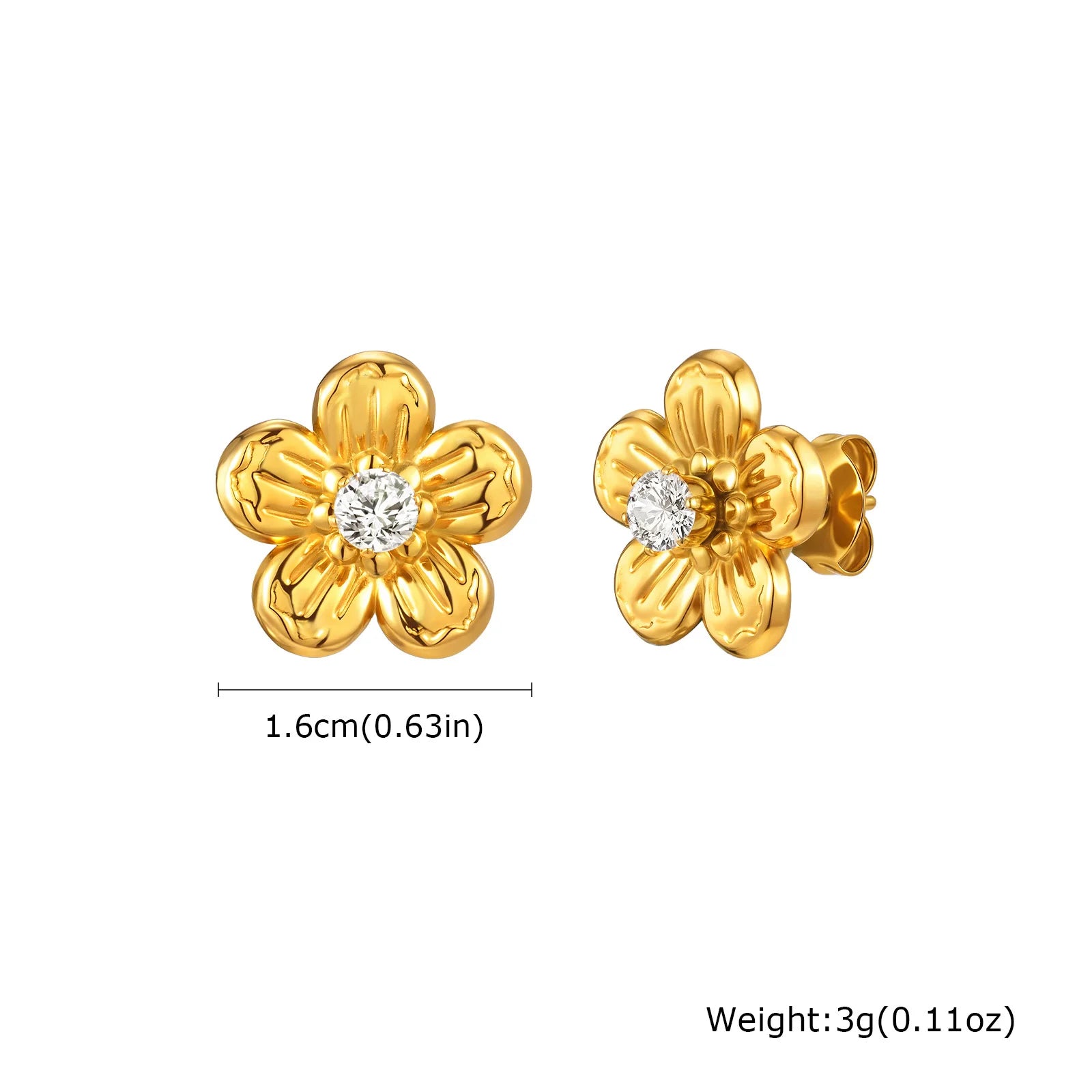 Zirconia Butterfly Bow Stud Earrings – Delicate Gold-Plated Fashion Jewelry