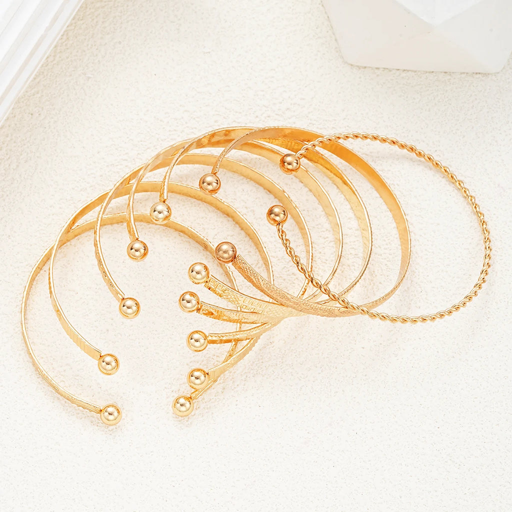 7 Pcs/Set Punk Gold Color Bracelets for Women