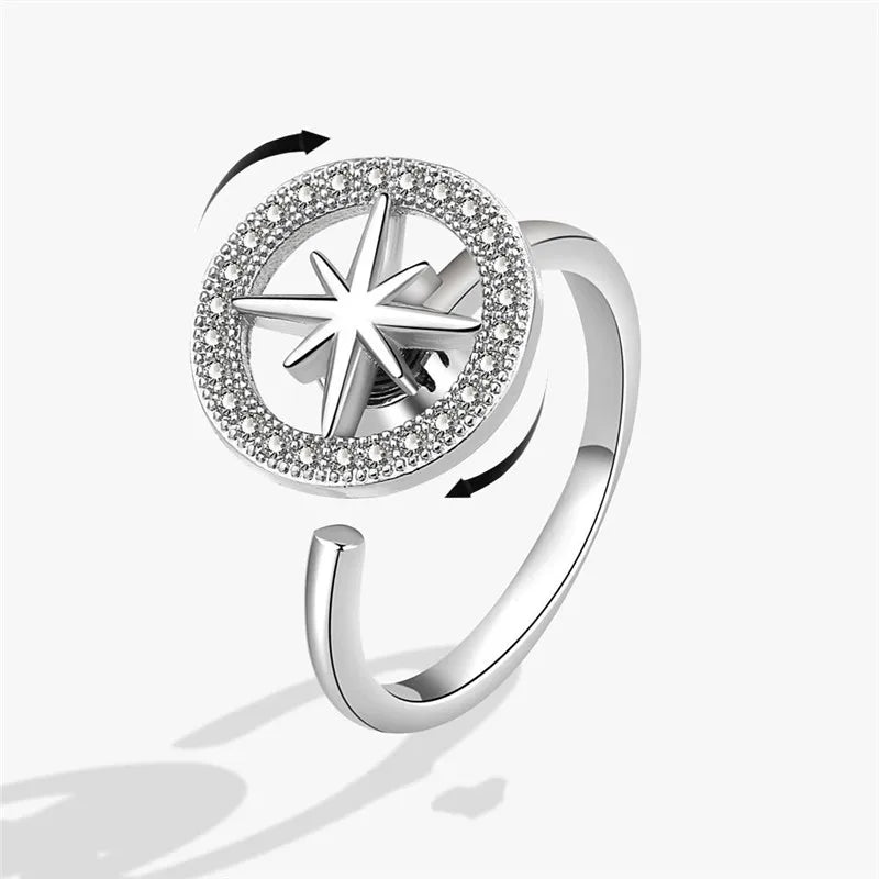 Fashion Beads Anxiety Ring – Crystal Butterfly, Star & Moon Spinner Ring 🌸✨