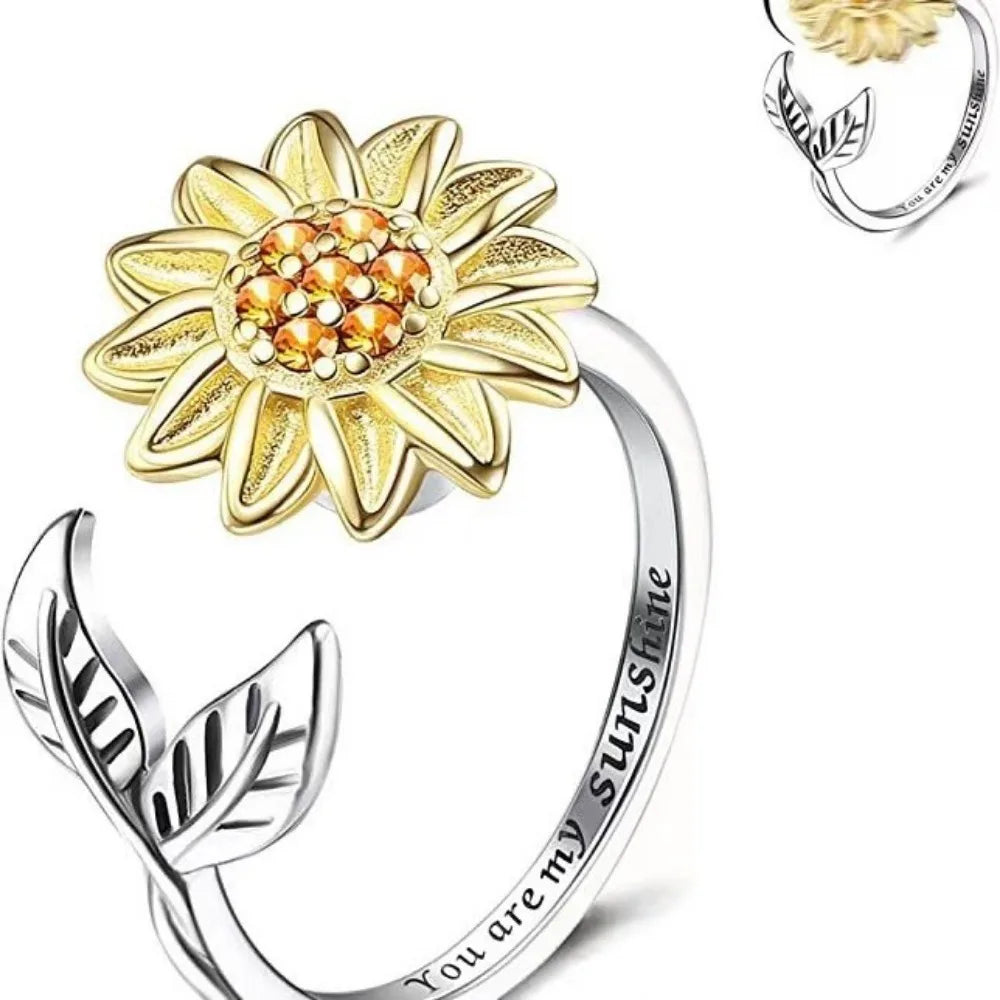 Rotating Adjustable Zircon Ring – Decompression Jewelry for Women 💍✨