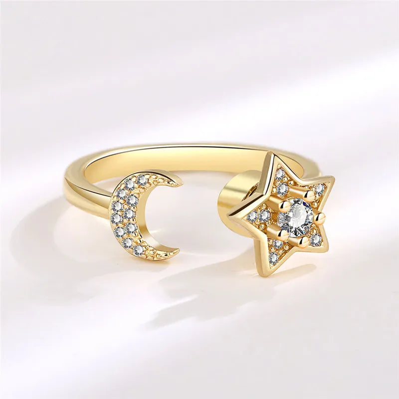 Fashion Beads Anxiety Ring – Crystal Butterfly, Star & Moon Spinner Ring 🌸✨