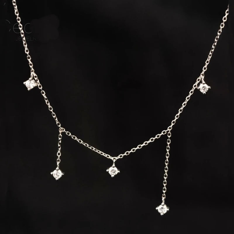 Silver Zircon Star Necklace